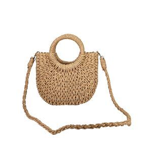 7217 Straw Beach Bag Woven Crossbody Shoulder Bags Summer Handle Satchel